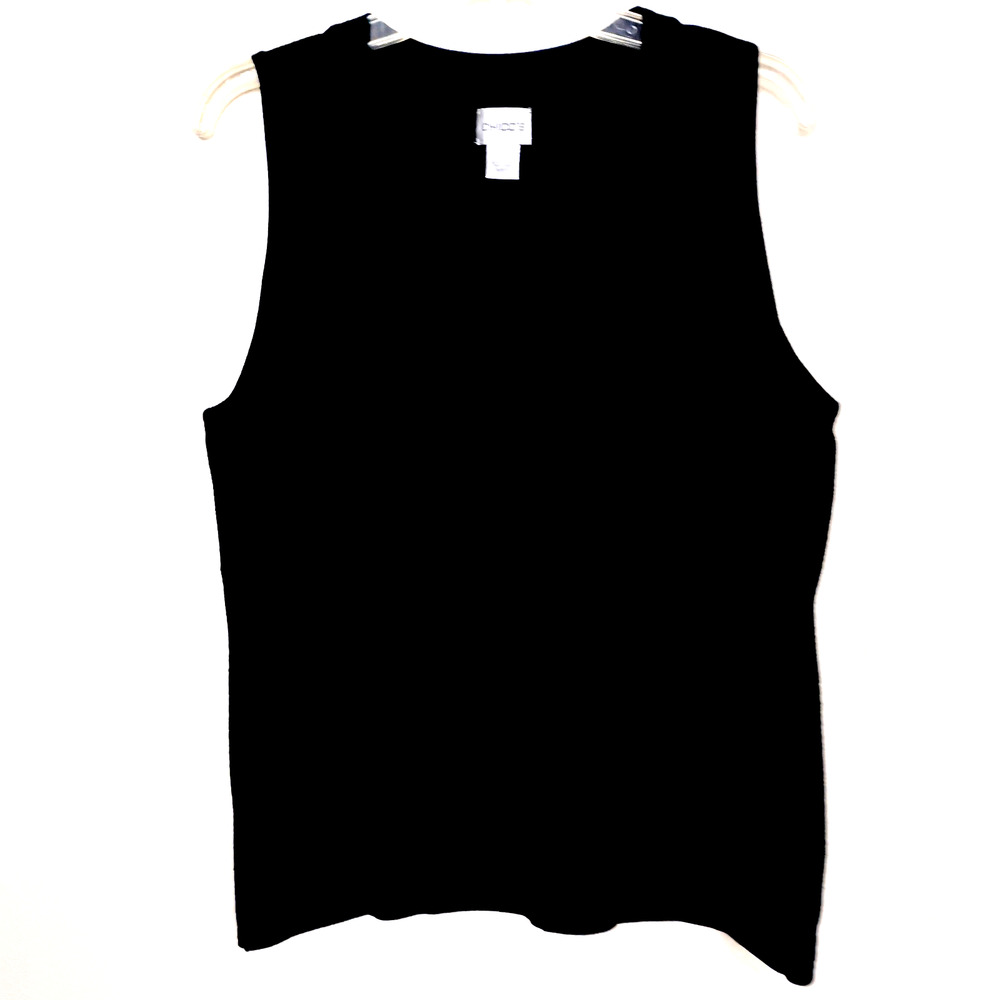 Chico's Sweater Vest Black Knit Top ~ Size L